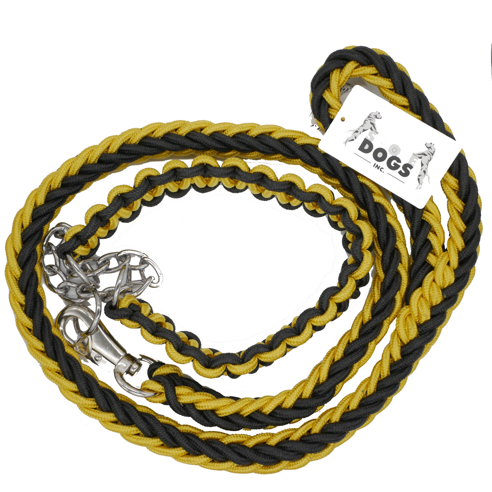 BLACK & YELLOW SHOWTIME COLLAR AND LEASH SET