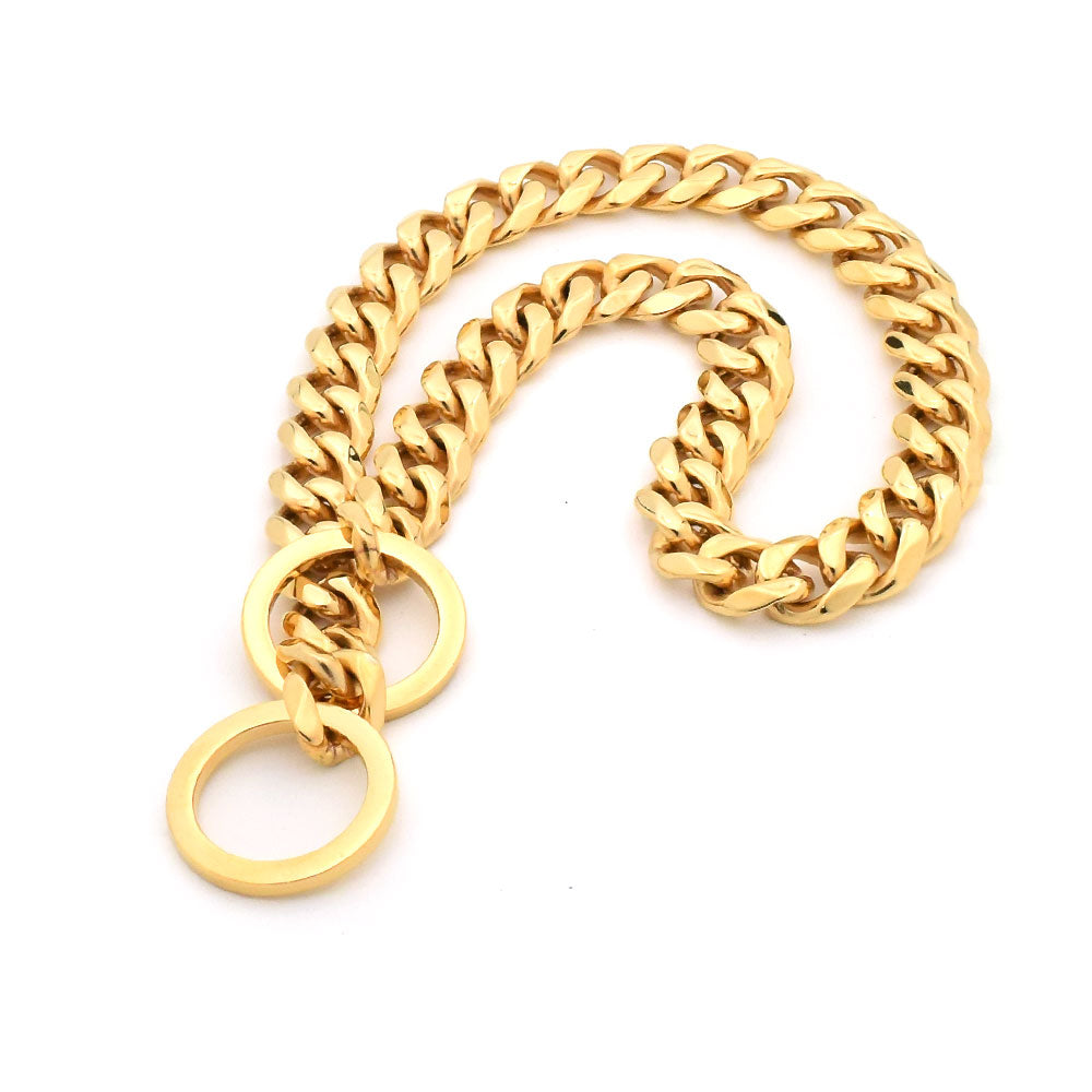 HiFuzzyPet Gold Dog Chain Collar