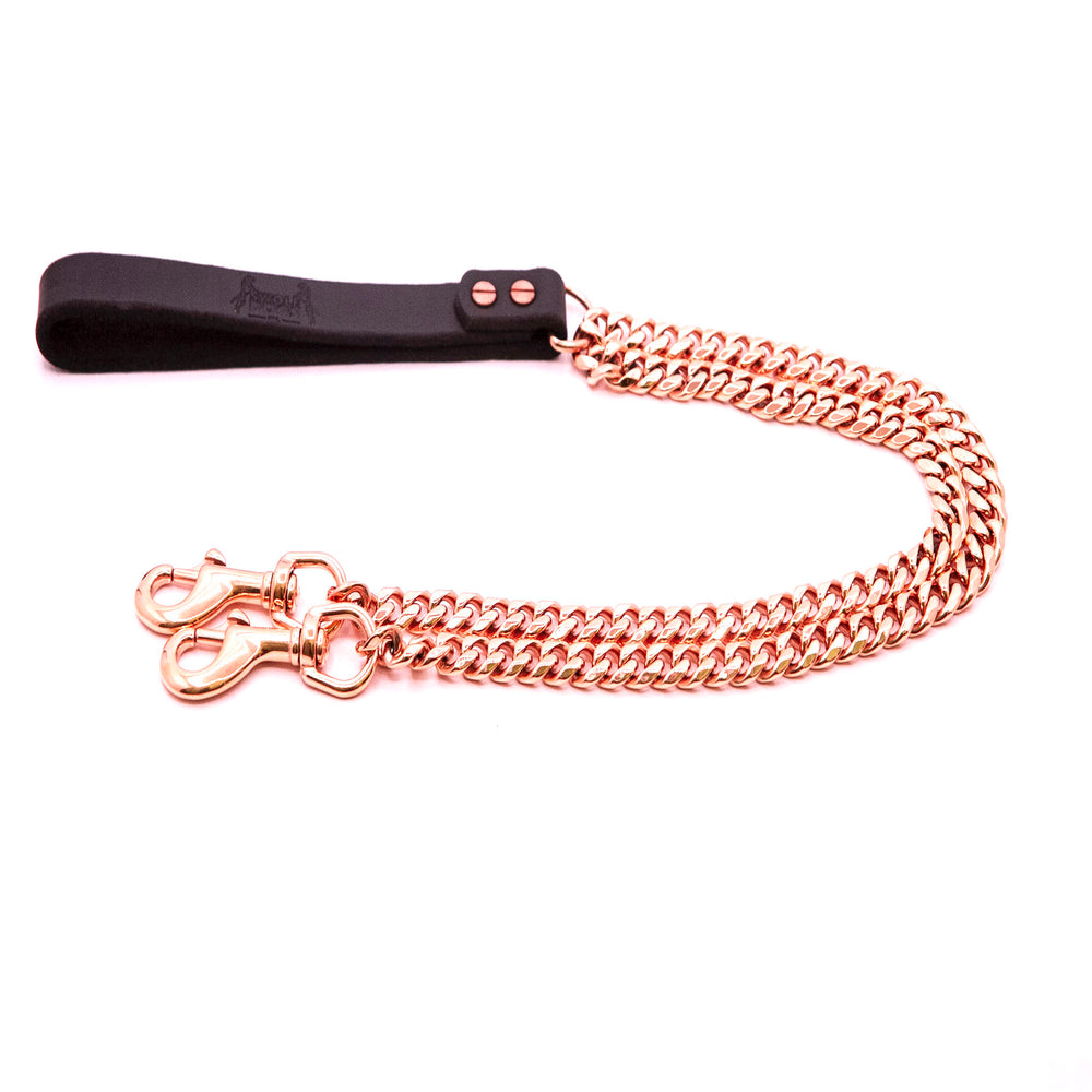 
                
                    Load image into Gallery viewer, GOLD CUBAN LINK DOUBLE LEASH -  2 DOG WALKING SET
                
            
