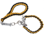 GOLD & BLACK SHORT LEAD AND COLLAR COMBO
