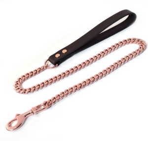 
                
                    Load image into Gallery viewer, ROSE GOLD CUBAN LINK SINGLE DOG LEASH
                
            