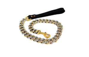 TWO TONE SILVER GOLD 24MM DIAMOND ROLLS ROYCE LEASH