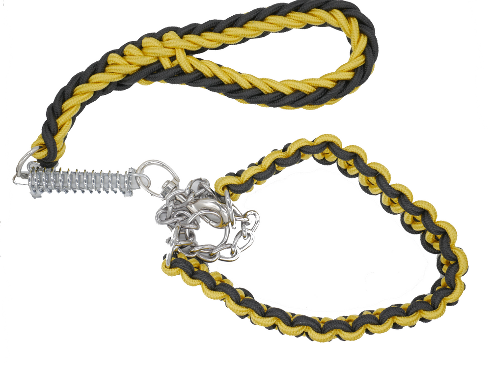 
                
                    Load image into Gallery viewer, BLACK &amp;amp; YELLOW SHORT LEAD AND COLLAR COMBO
                
            