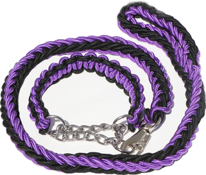 
                
                    Load image into Gallery viewer, BLACK &amp;amp; PURPLE SHOWTIME LEASH AND COLLAR SET
                
            