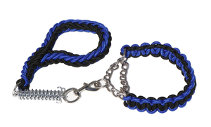 BLACK & BLUE SHORT LEAD AND COLLAR COMBO