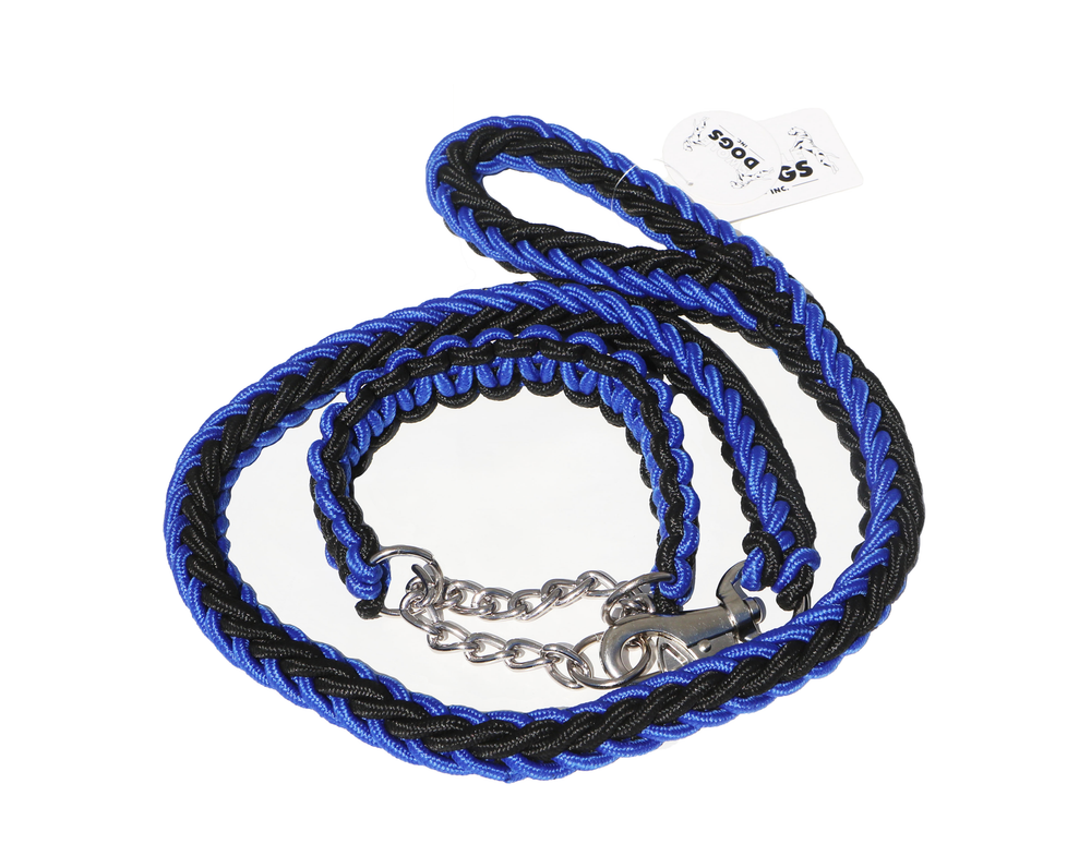 
                
                    Load image into Gallery viewer, BLACK &amp;amp; BLUE SHOWTIME LEASH AND COLLAR SET
                
            