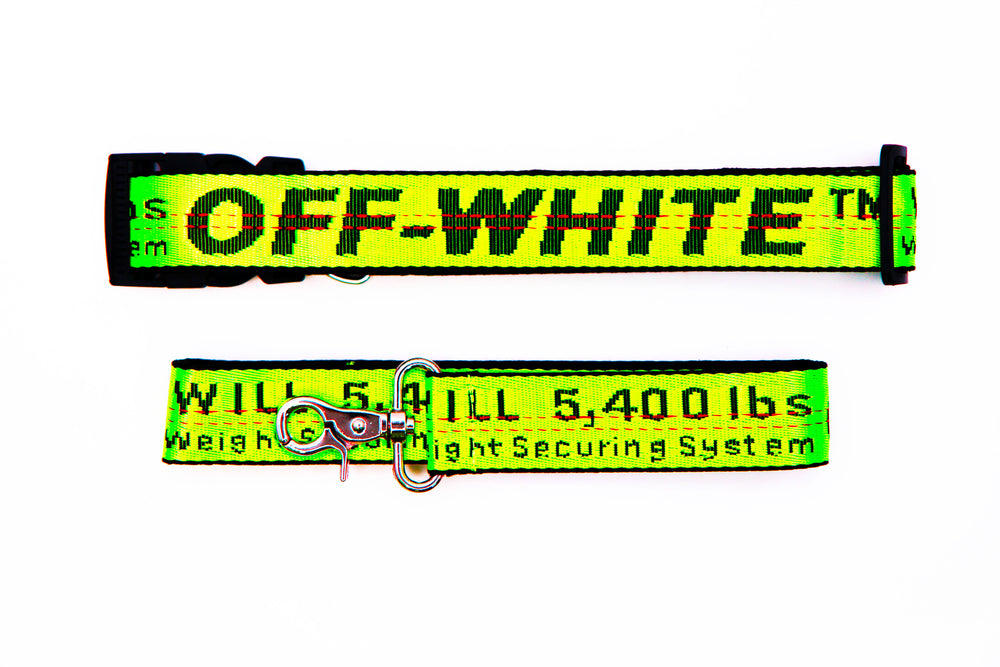 Green OFF-White leash and collar set