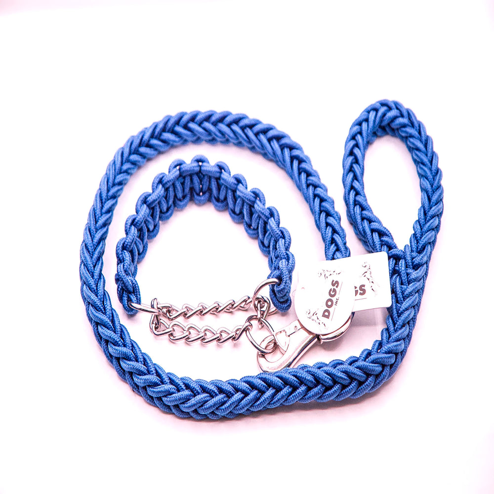 BLUE SHOWTIME COLLAR AND LEASH SET
