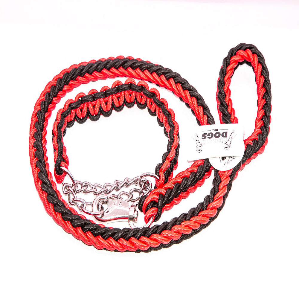 RED & BLACK SHOWTIME COLLAR AND LEASH SET